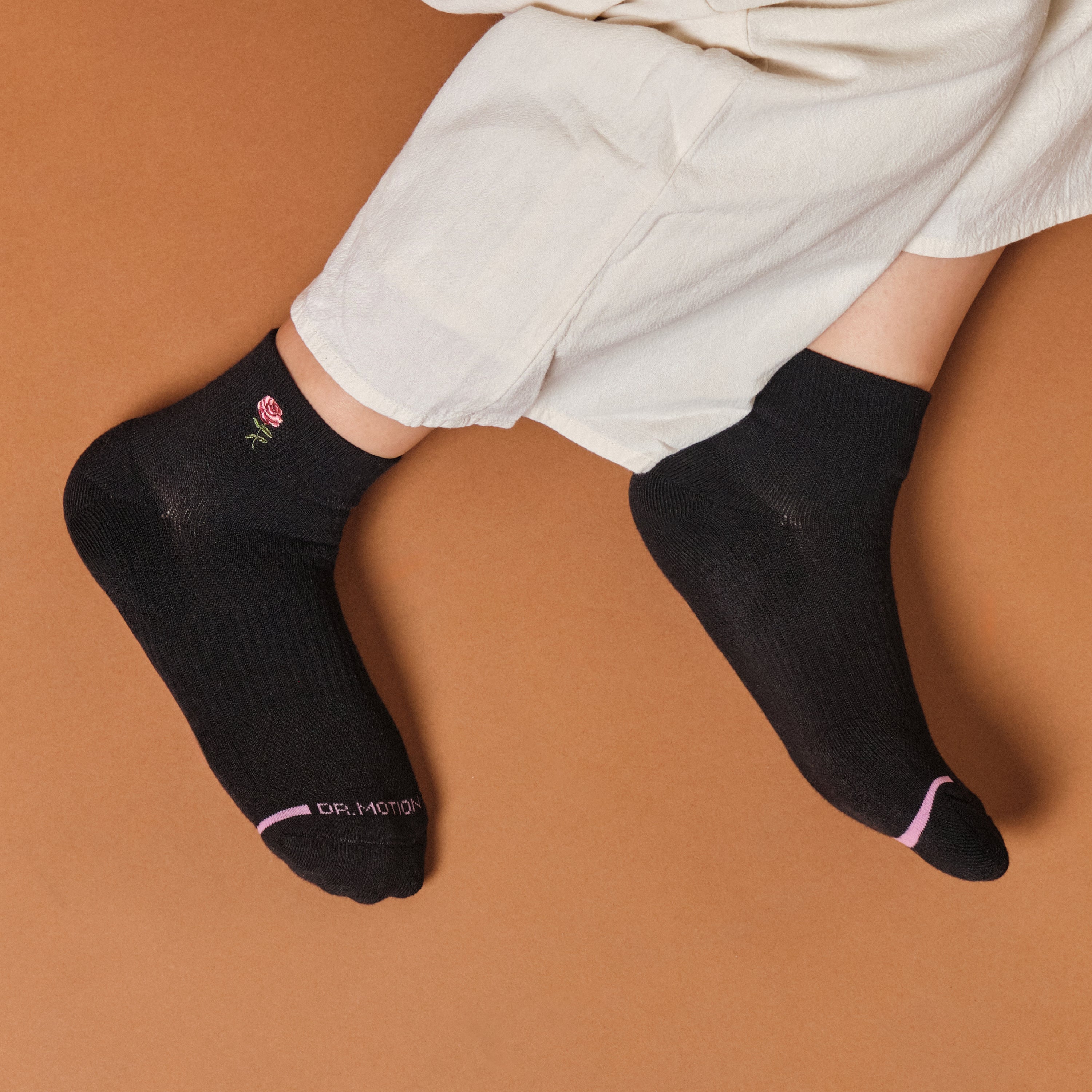Rose Embroidery | Quarter Compression Socks For Women