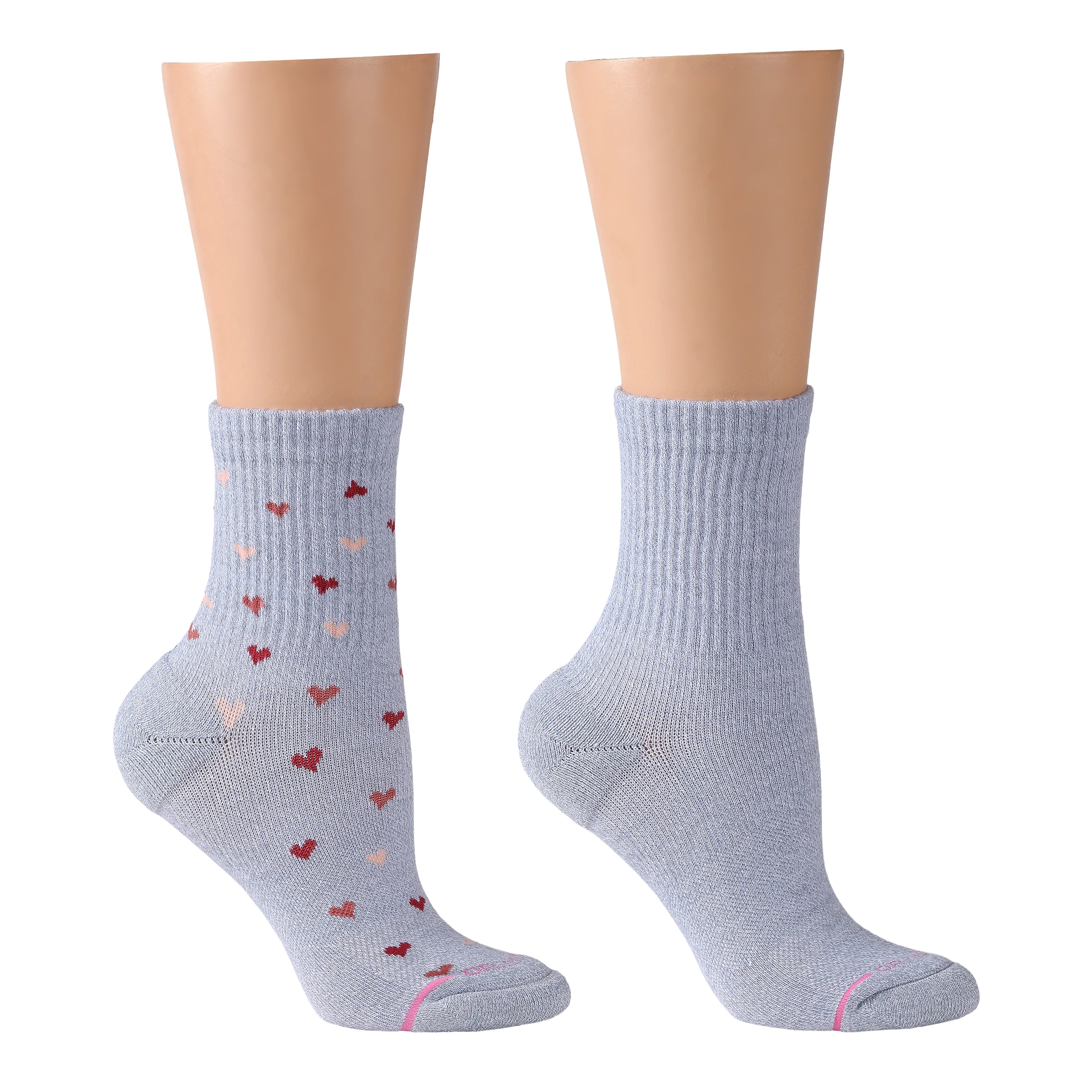 Mini Hearts Ribbed | Mid-Crew Compression Socks For Women