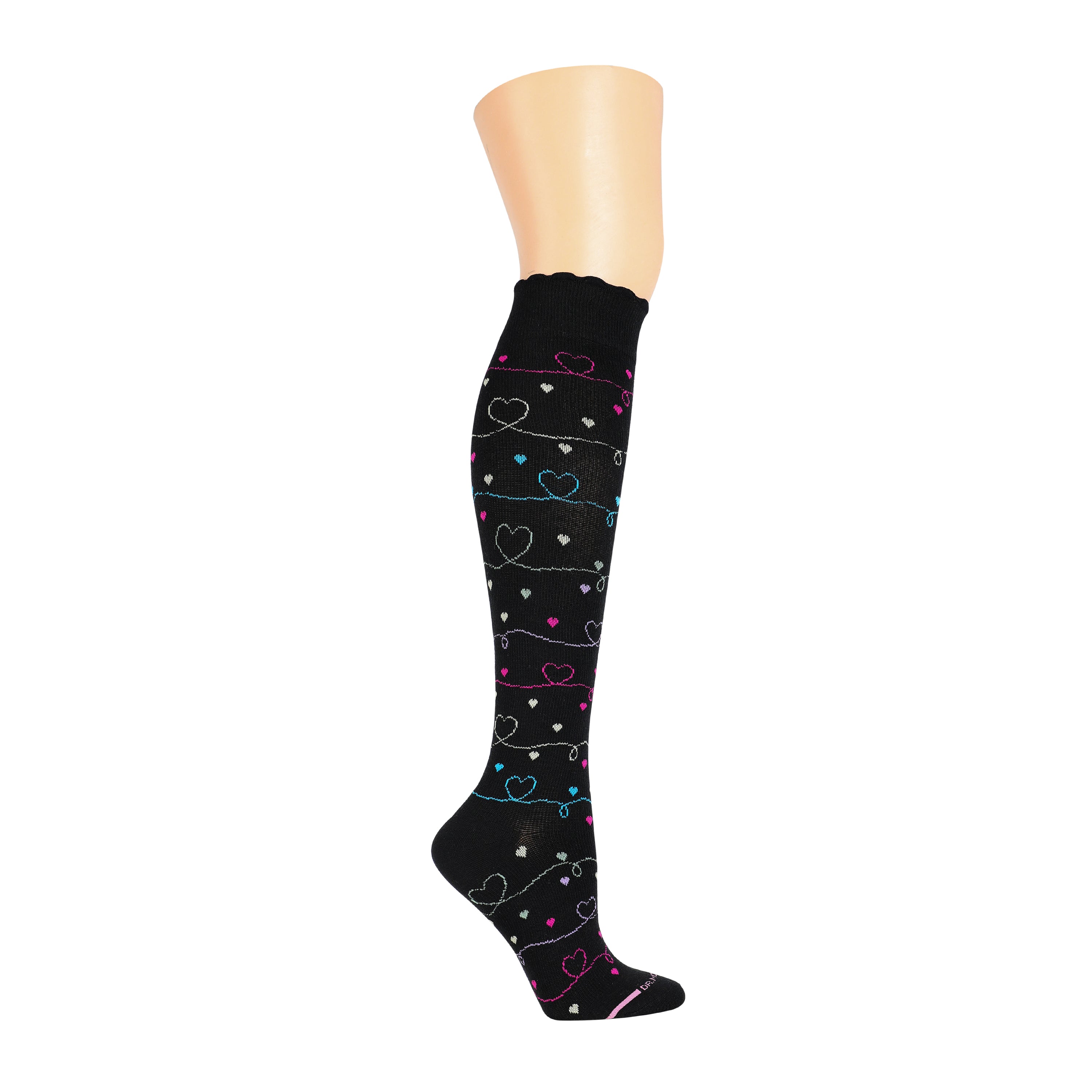 Scribble Hearts | Knee-High Compression Socks For Women