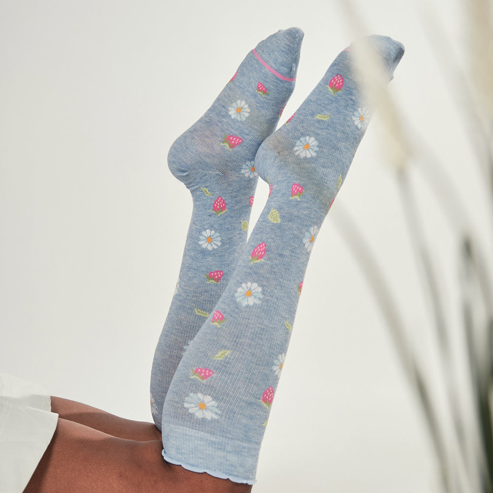 Strawberry Floral | Knee-High Compression Socks For Women
