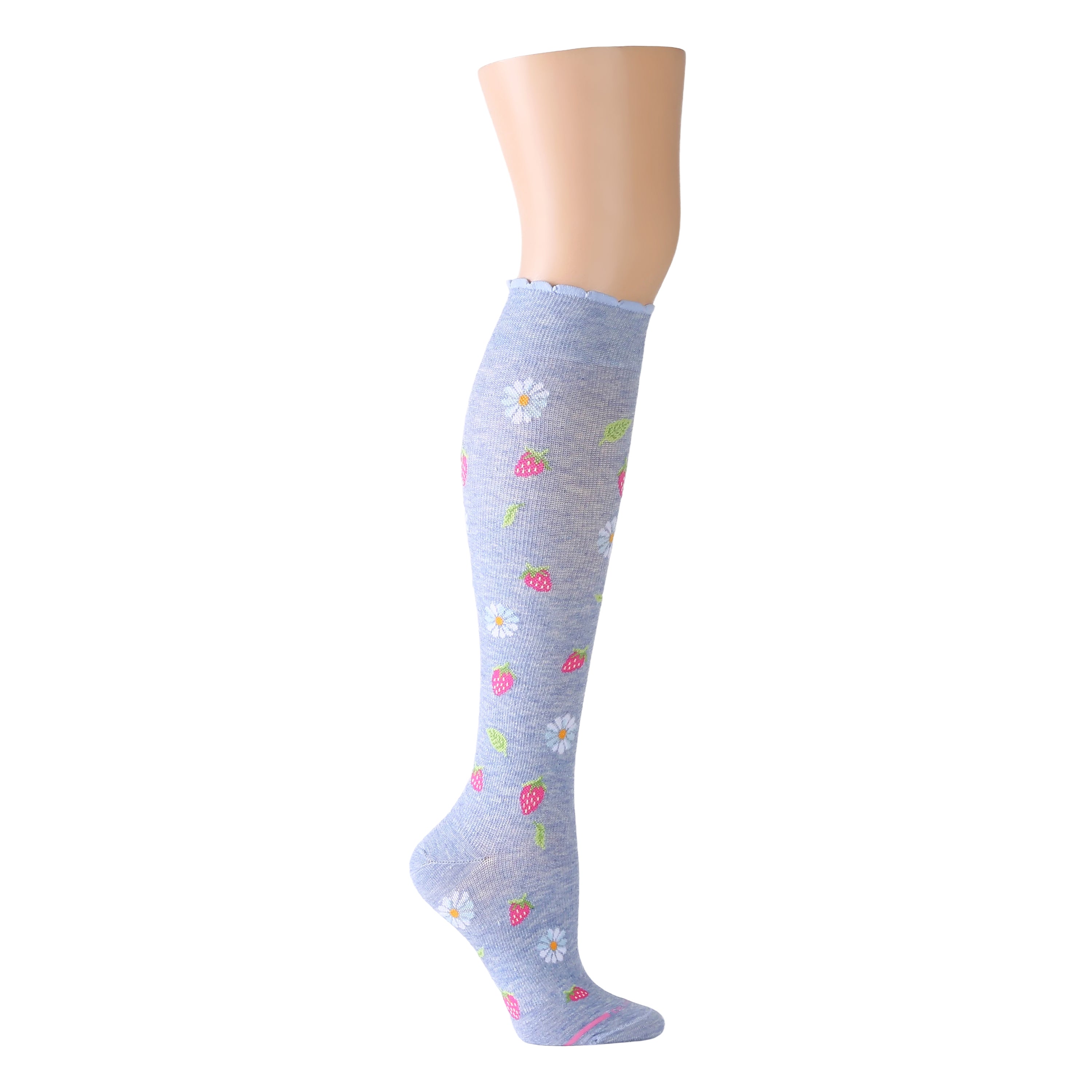 Strawberry Floral | Knee-High Compression Socks For Women