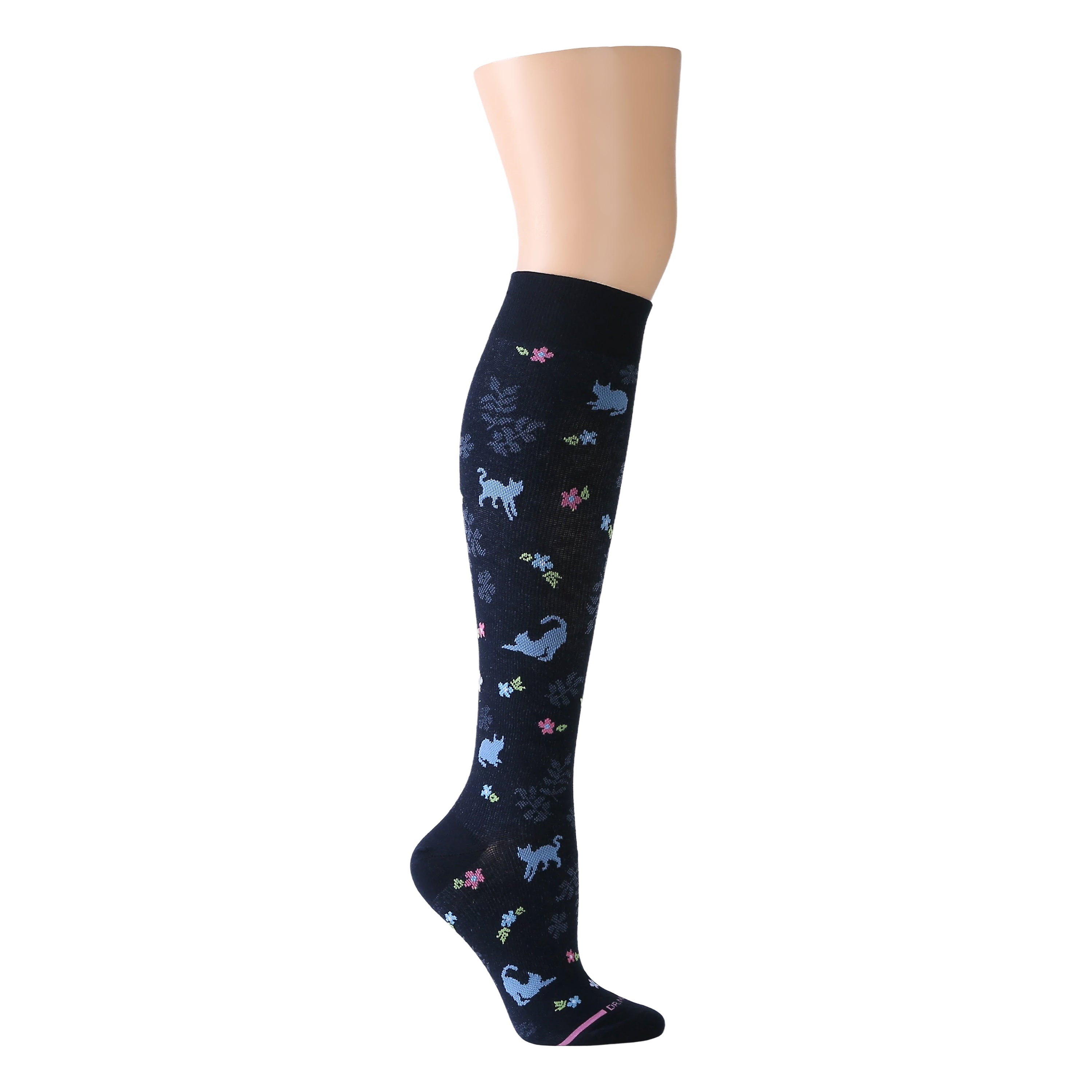 Cat Floral | Knee-High Compression Socks For Women