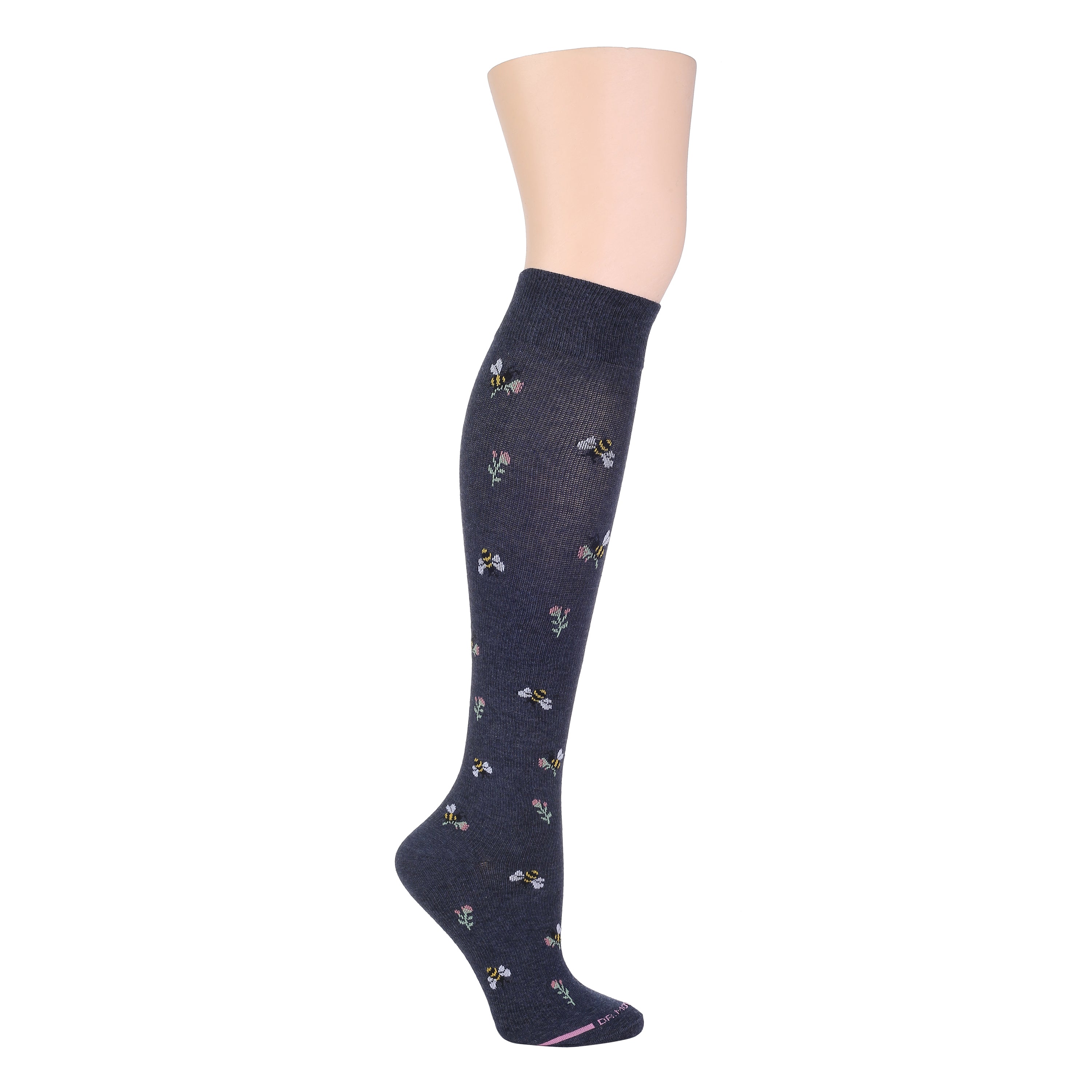 Bees With Flowers | Knee-High Moderate Compressoion Socks For Women