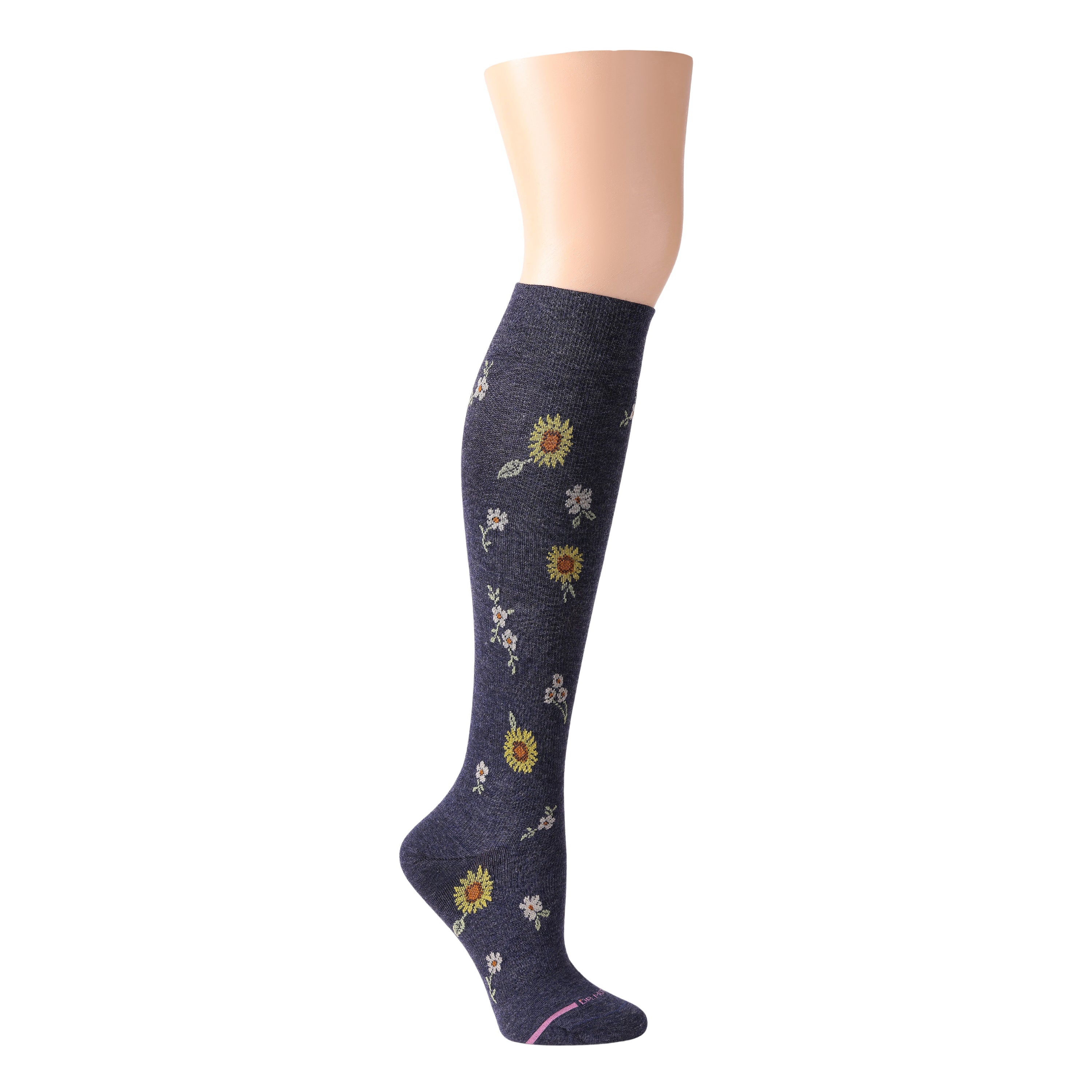 Sunflowers & Cream | Wide Calf Knee-High Compression Socks For Women