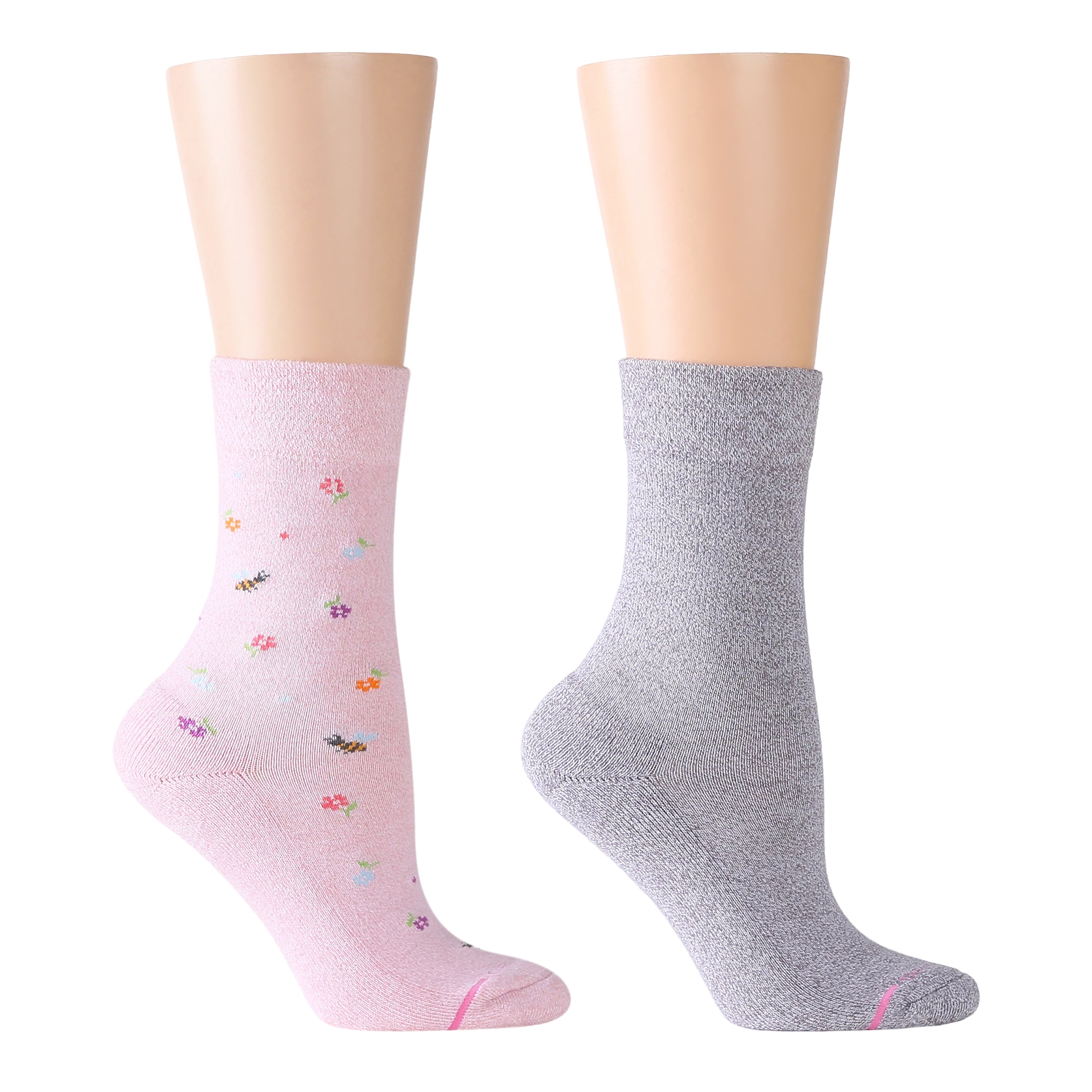 Flowers And Bees | Diabetic Half Cushion Socks For Women