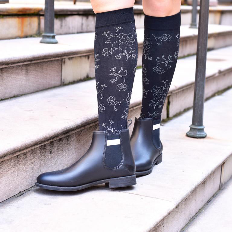 Floral Pattern | Knee-High Compression Socks For Women