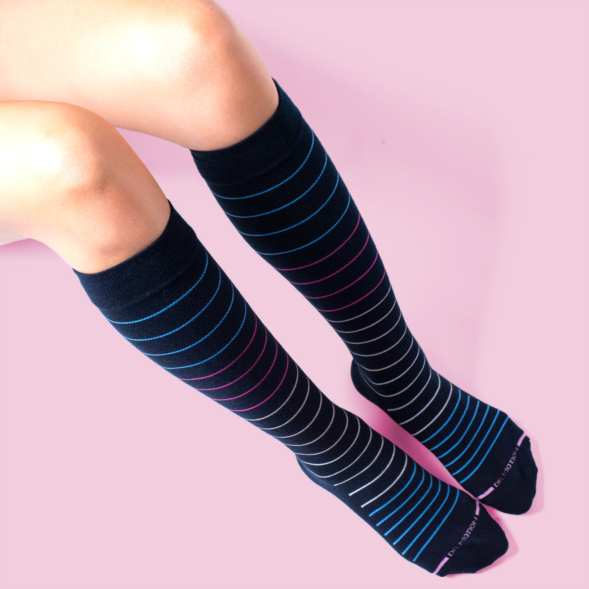 Multi-Color Pinstripe | Knee-High Compression Socks For Women