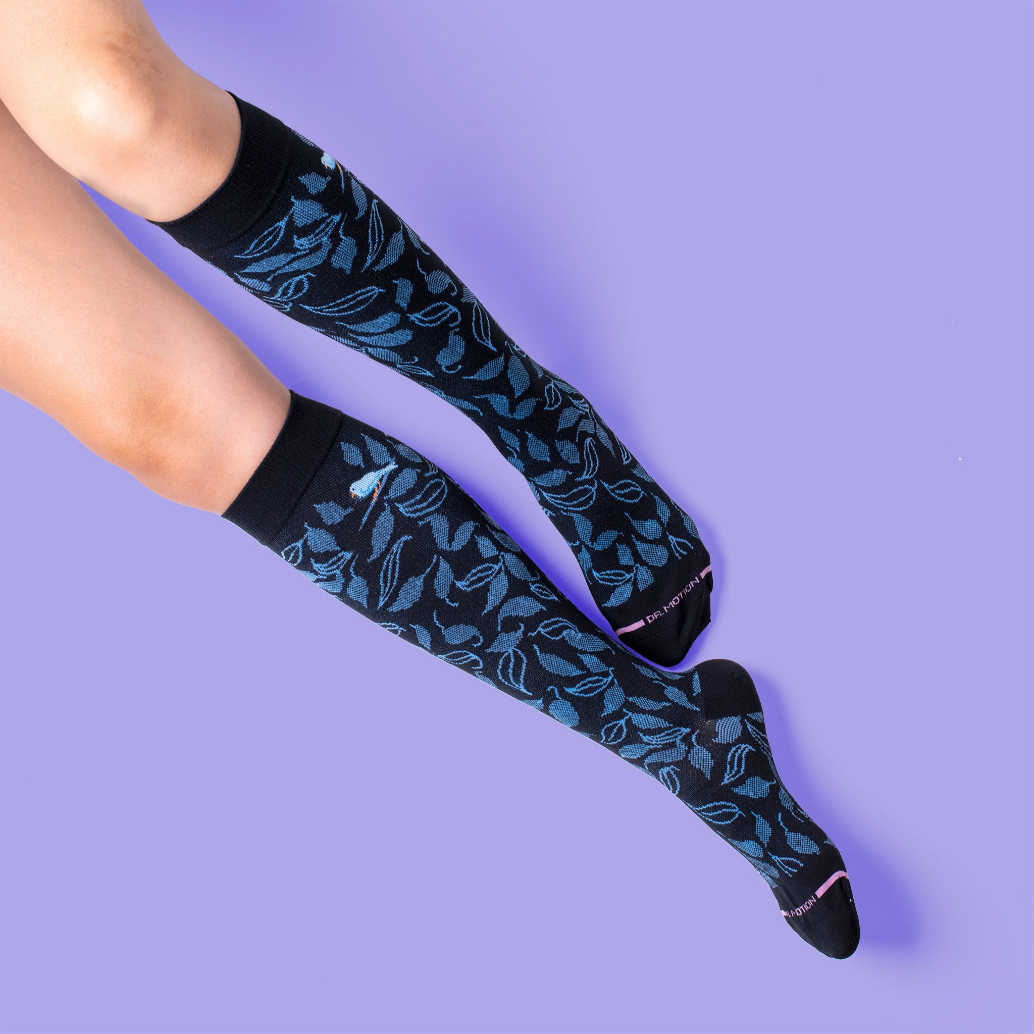 Birds & Leaves | Knee-High Compression Socks For Women