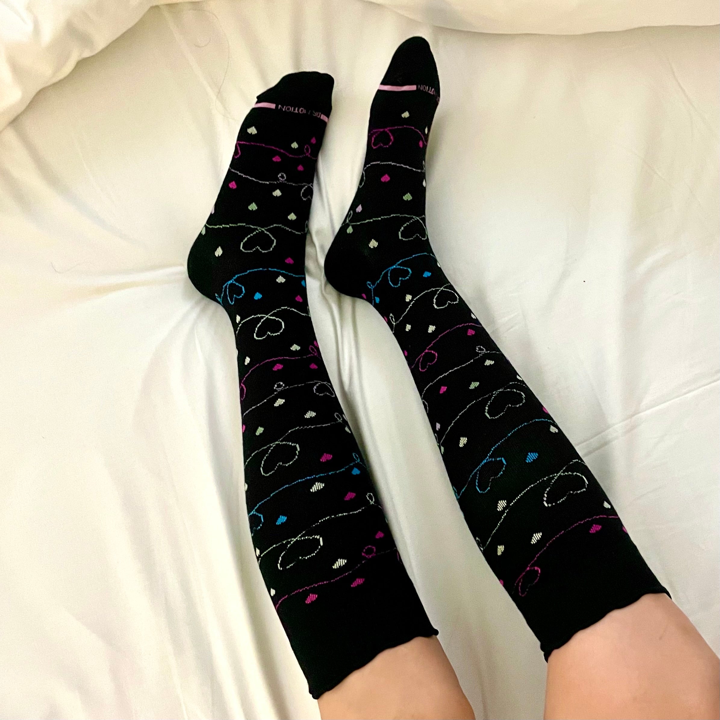 Scribble Hearts | Knee-High Compression Socks For Women