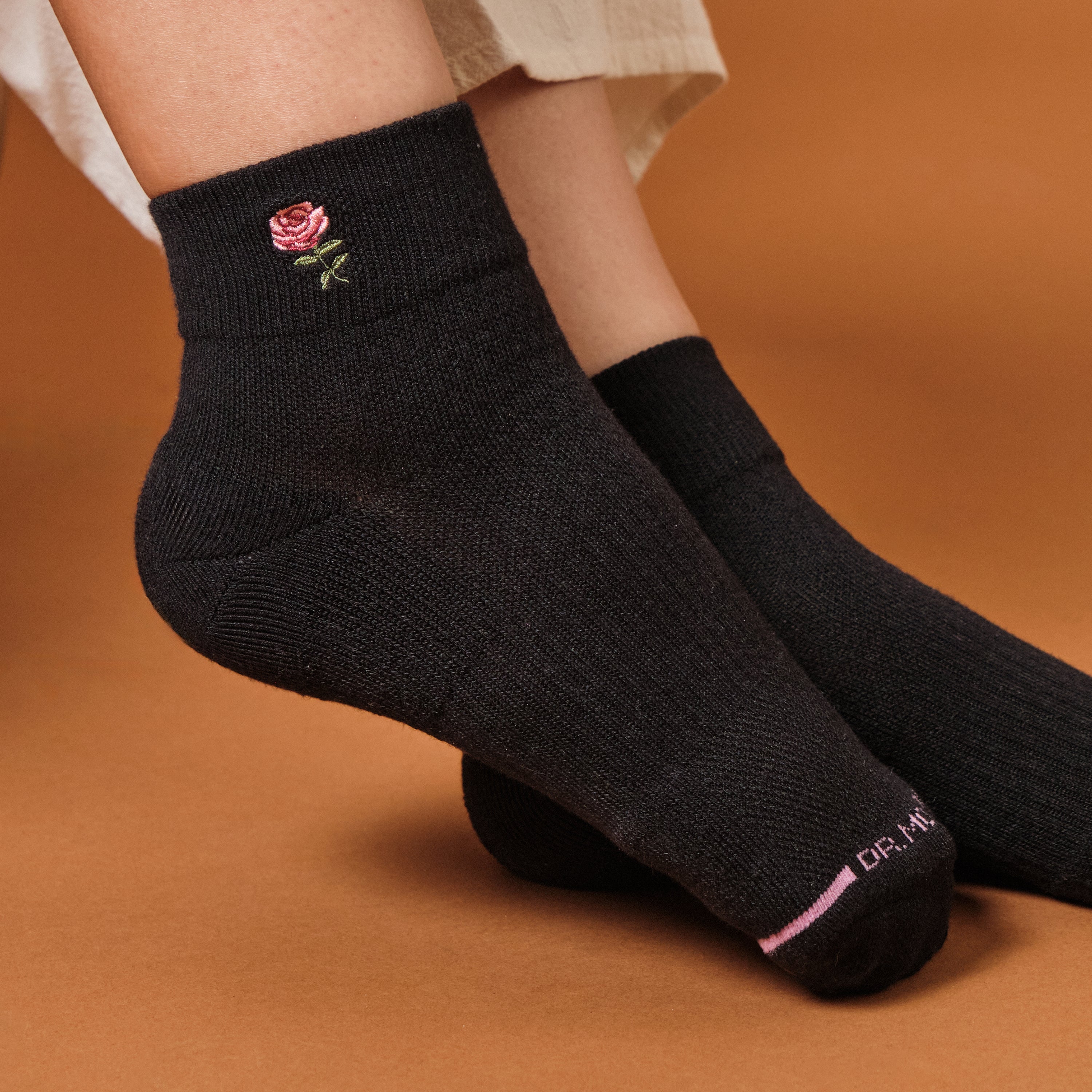 Rose Embroidery | Quarter Compression Socks For Women