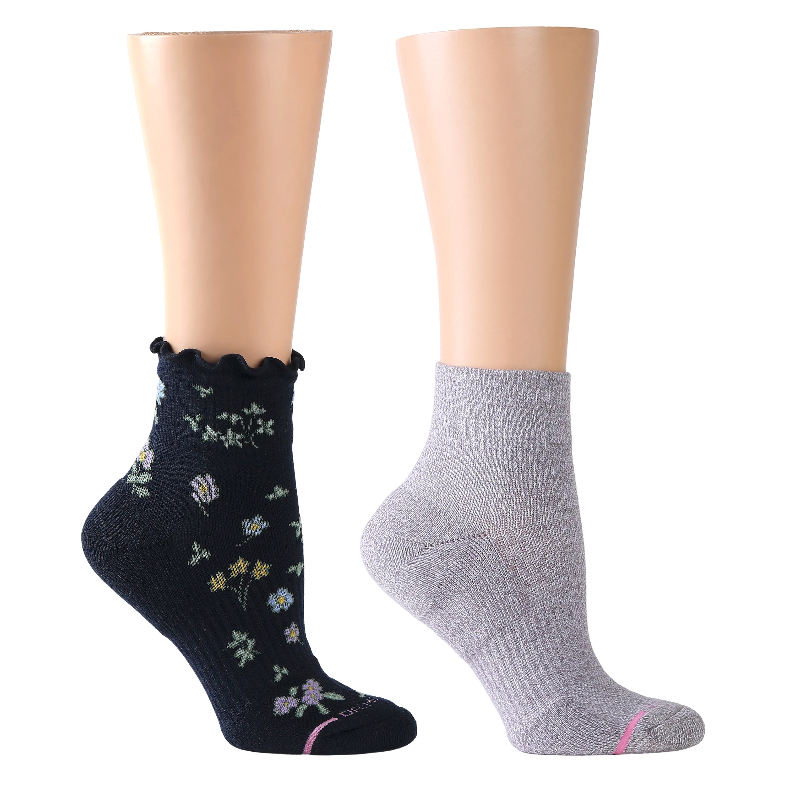 All Over Floral Lettuce Edge | Quarter Compression Socks For Women