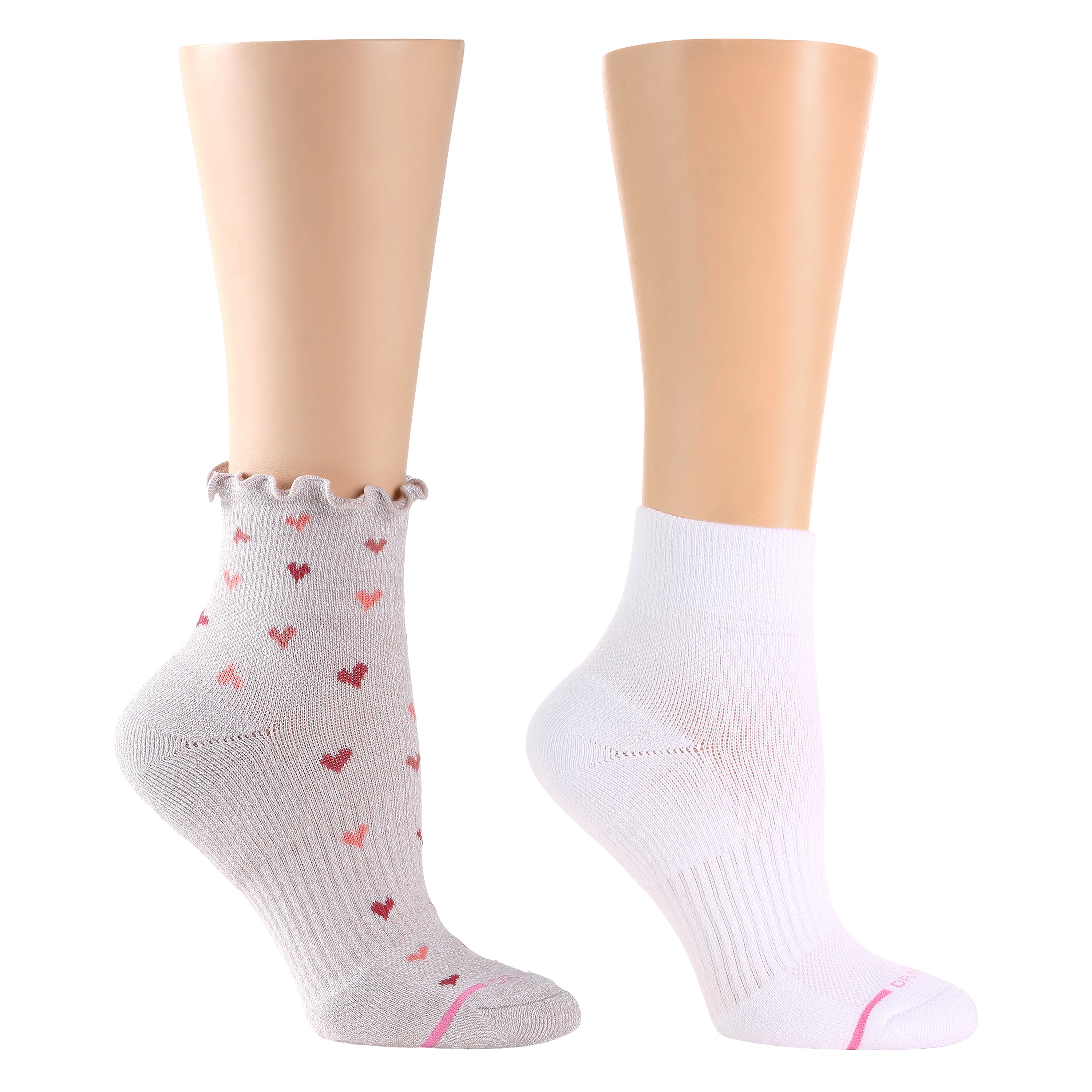 All Over Hearts Lettuce Edge | Quarter Compression Socks For Women
