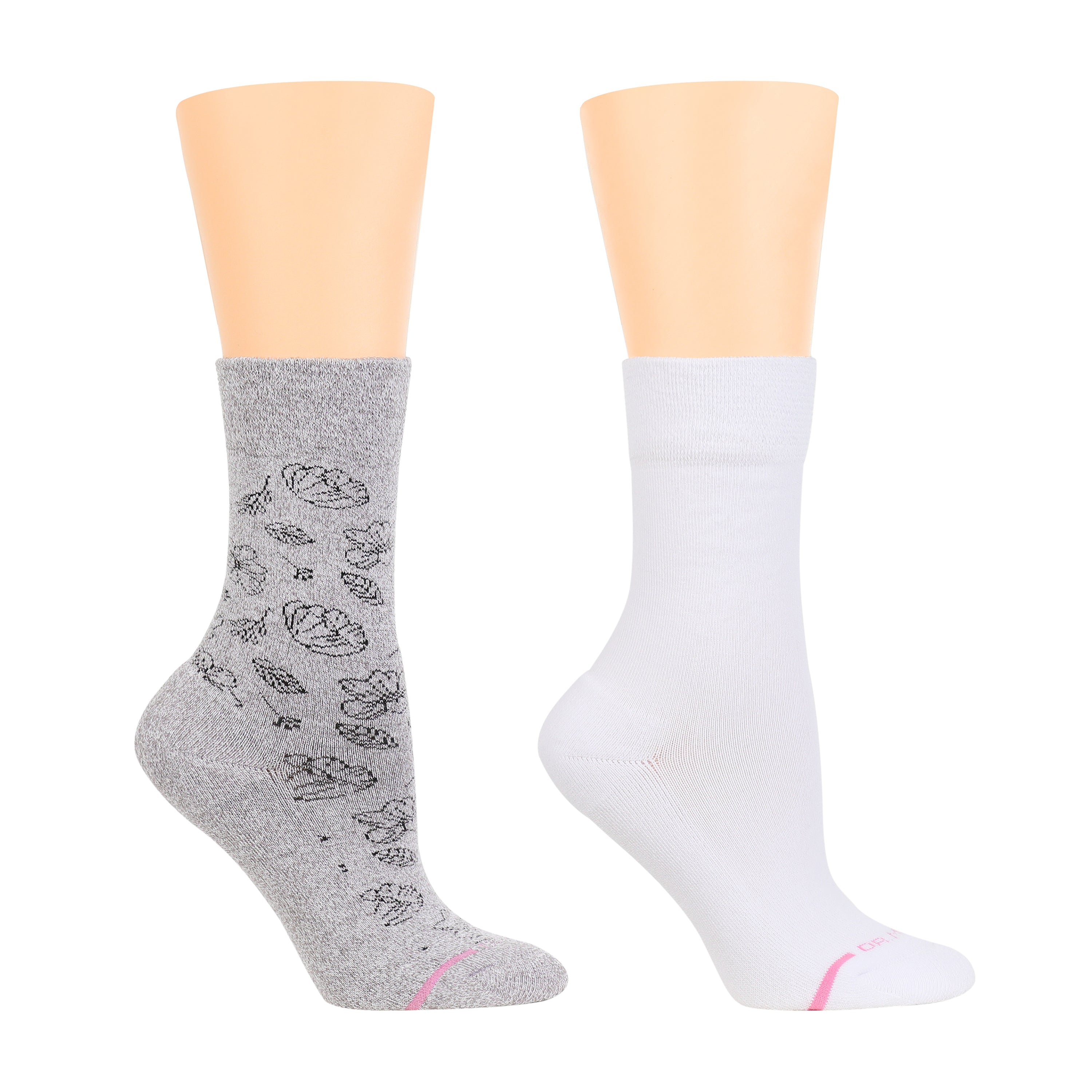 Floral Outline | Comfort Top Half-Cushion Socks For Women