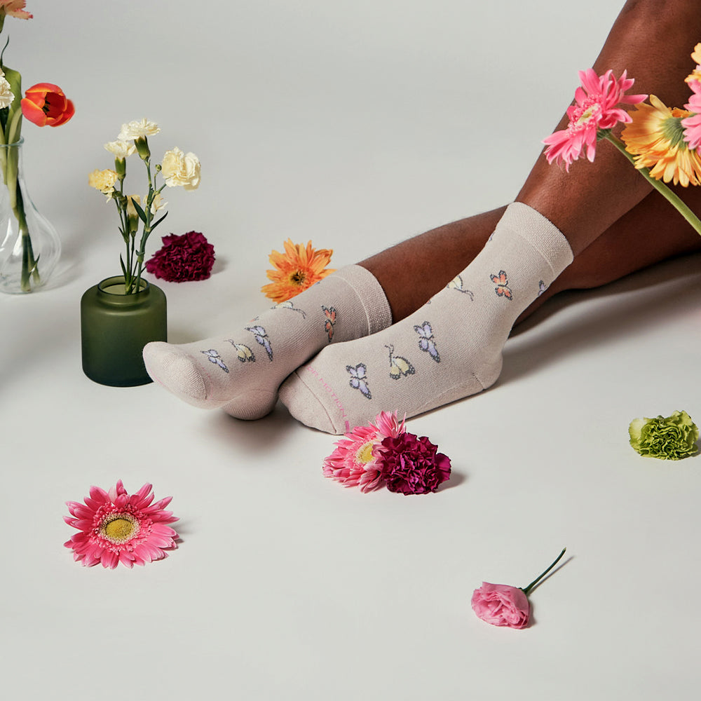Butterflies | Diabetic Half Cushion Socks For Women