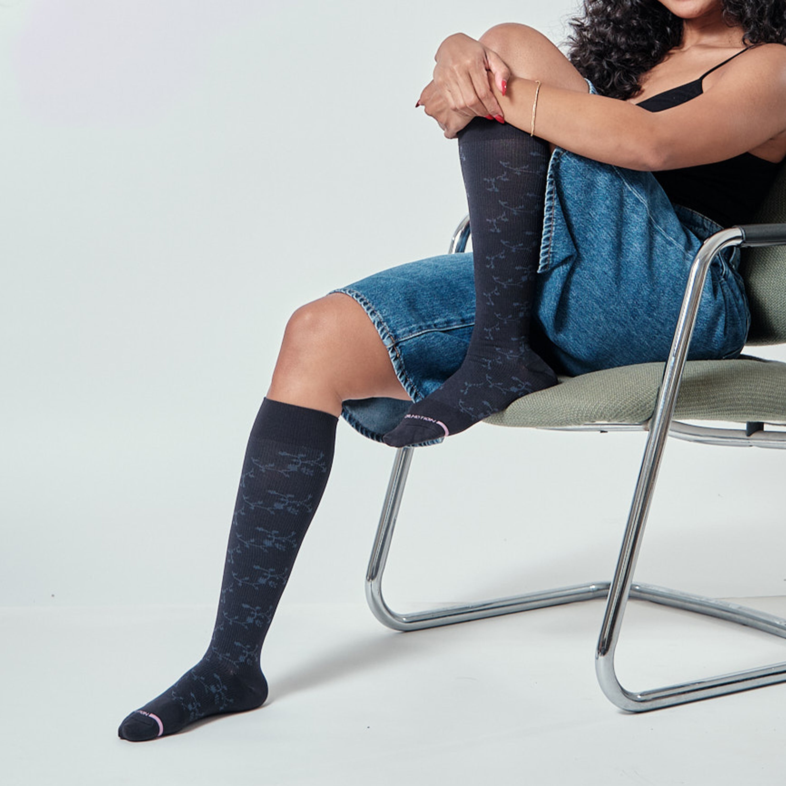 Floral Texture | Knee-High Compression Socks For Women