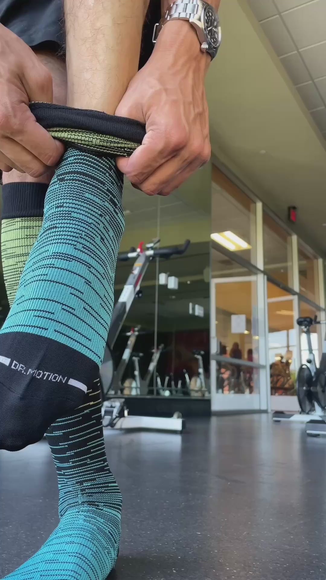 How to wear sports performance compression knee-high socks — demonstration video