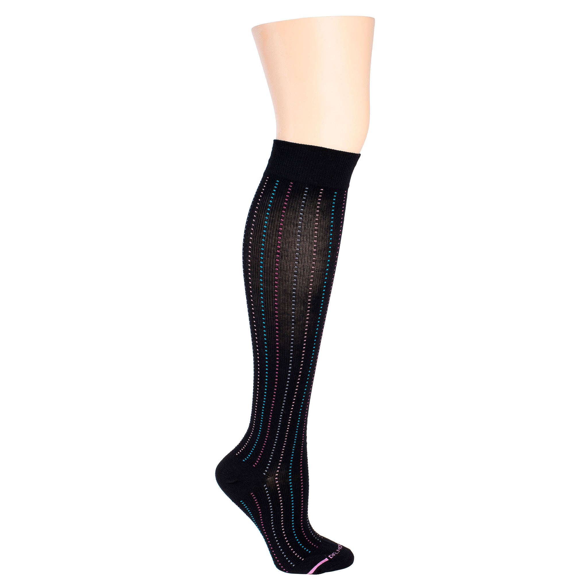 Knee-High Compression Socks For Women | Dr. Motion | Broken Vertical Stripe