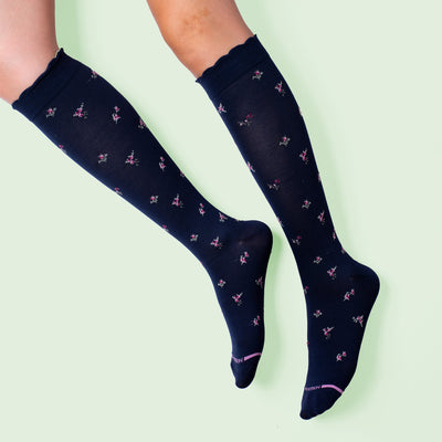 Knee-High Compression Socks For Women | Dr. Motion | Liberty Flower